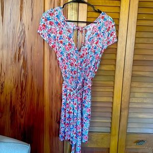 American Eagle floral tie waist romper size small